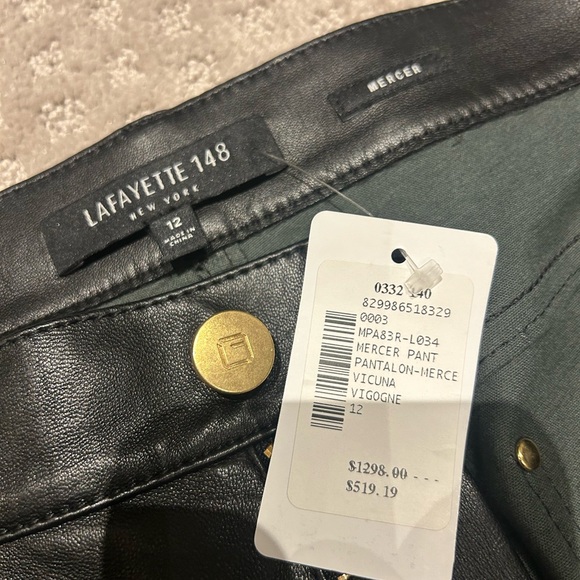 BNWT-Lafayette 148 New York blk leather leggings sz12 - Picture 5 of 11